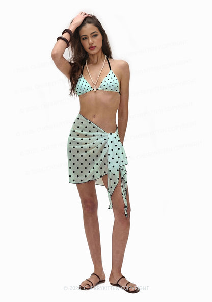 Black Dots On Mint Green Y2K Print Bikini Set Cherrykitten
