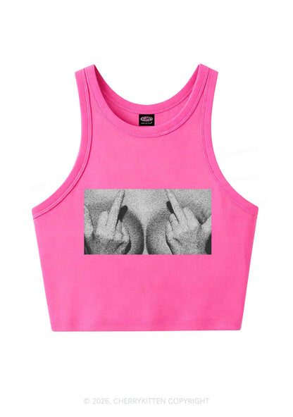 Middle Finger Bxxbs Y2K Crop Tank Top Cherrykitten