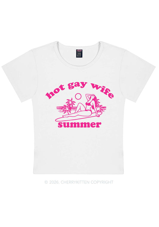 Hot Gay Wife Summer Pride Y2K Baby Tee Cherrykitten