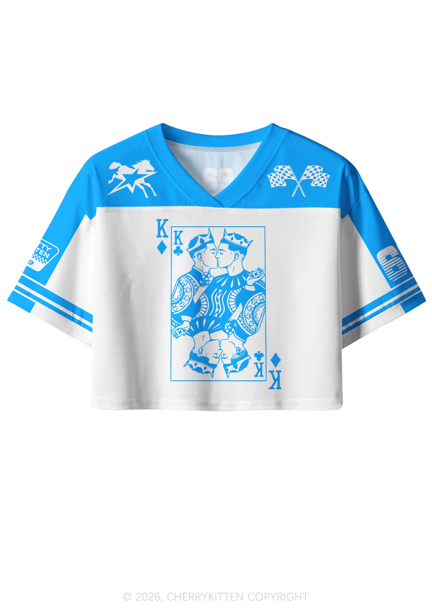 Blue Gay King Pride Y2K Crop Sport Jersey Shirts Cherrykitten