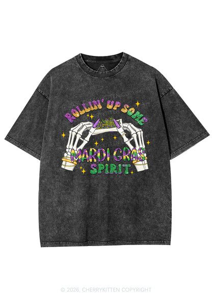 Rollin Up Mardi Gras Spirit Y2K Shirts Washed Tee Cherrykitten