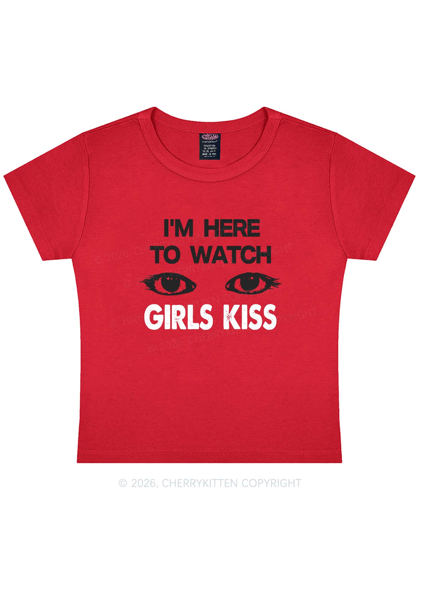 Im Here To Watch Girls Kiss Pride Y2K Baby Tee Cherrykitten