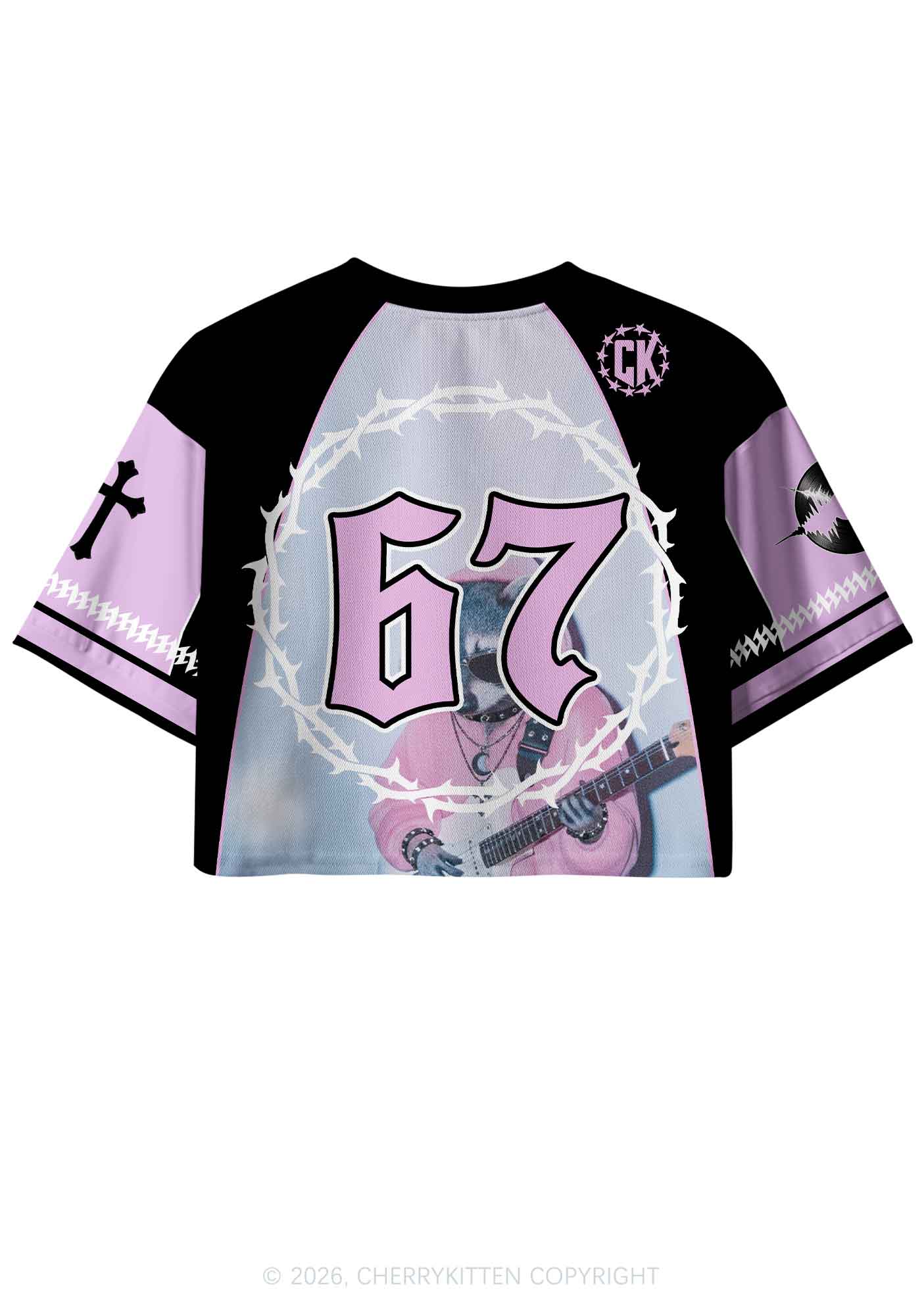 Pink Hoodie Raccoon DJ Y2K Crop Sport Jersey Shirts Cherrykitten