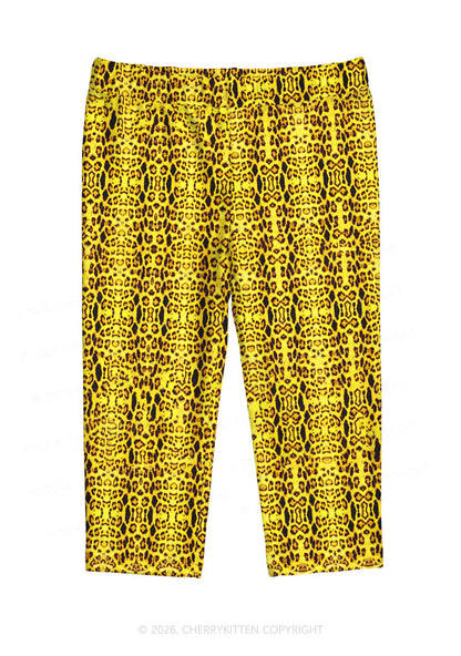 Yellow Leopard Y2K Print Capri Pants Cherrykitten