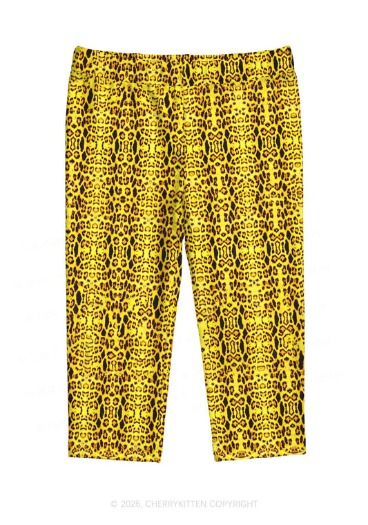 Yellow Leopard Y2K Print Capri Pants Cherrykitten