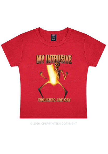 My Intrusive Thoughts Are Gay Pride Y2K Baby Tee Cherrykitten