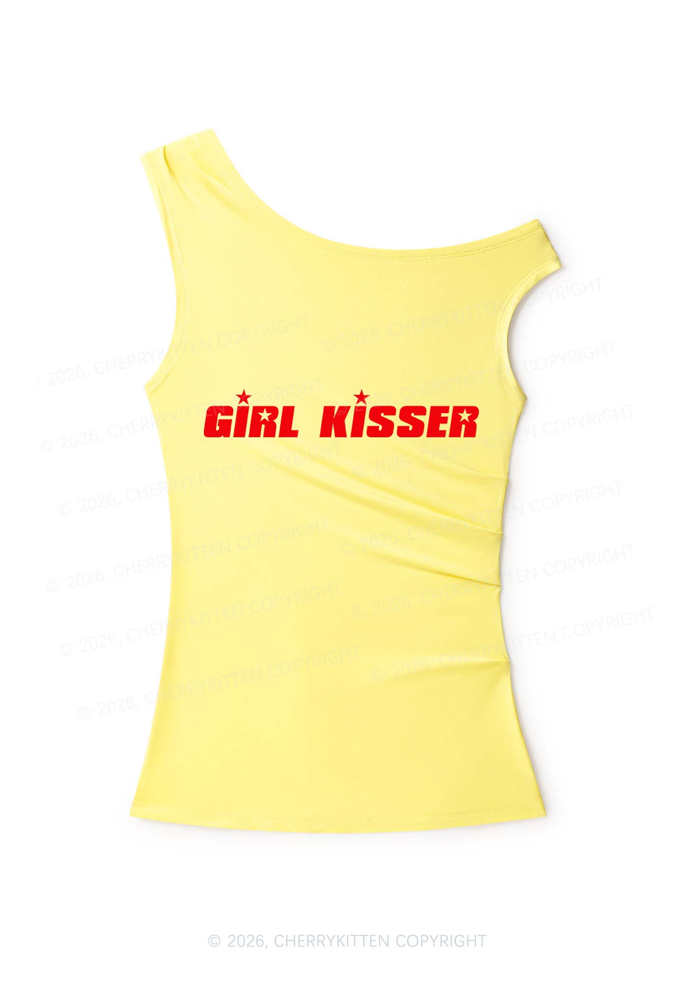 Girl Kisser Star Y2K Off Shoulder Tank Top Cherrykitten