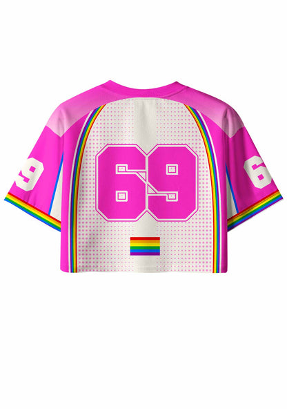Hot Pink Dots Suffer From Gay Thoughts Pride Y2K Crop Sport Jersey Shirts Cherrykitten