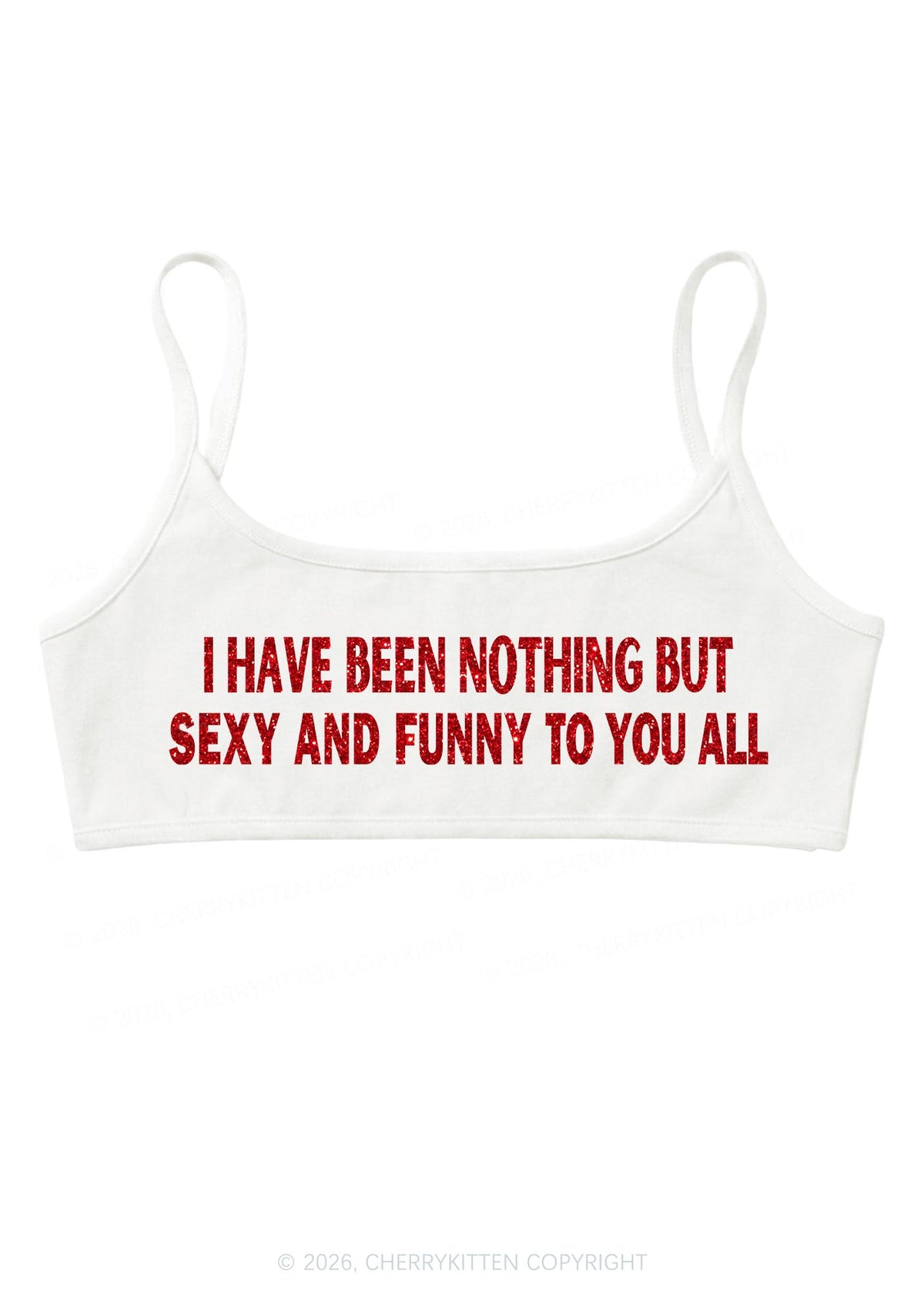 Glitter I Have Been Funny Y2K Super Crop Cami Cherrykitten