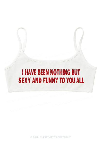 Glitter I Have Been Funny Y2K Super Crop Cami Cherrykitten
