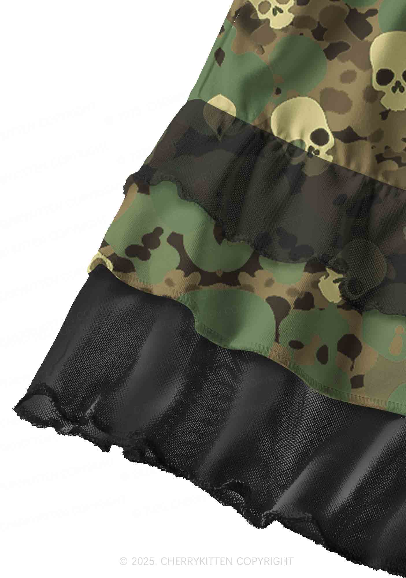 Halloween Camouflage Skull Y2K Print Mini Layered Skirt Cherrykitten