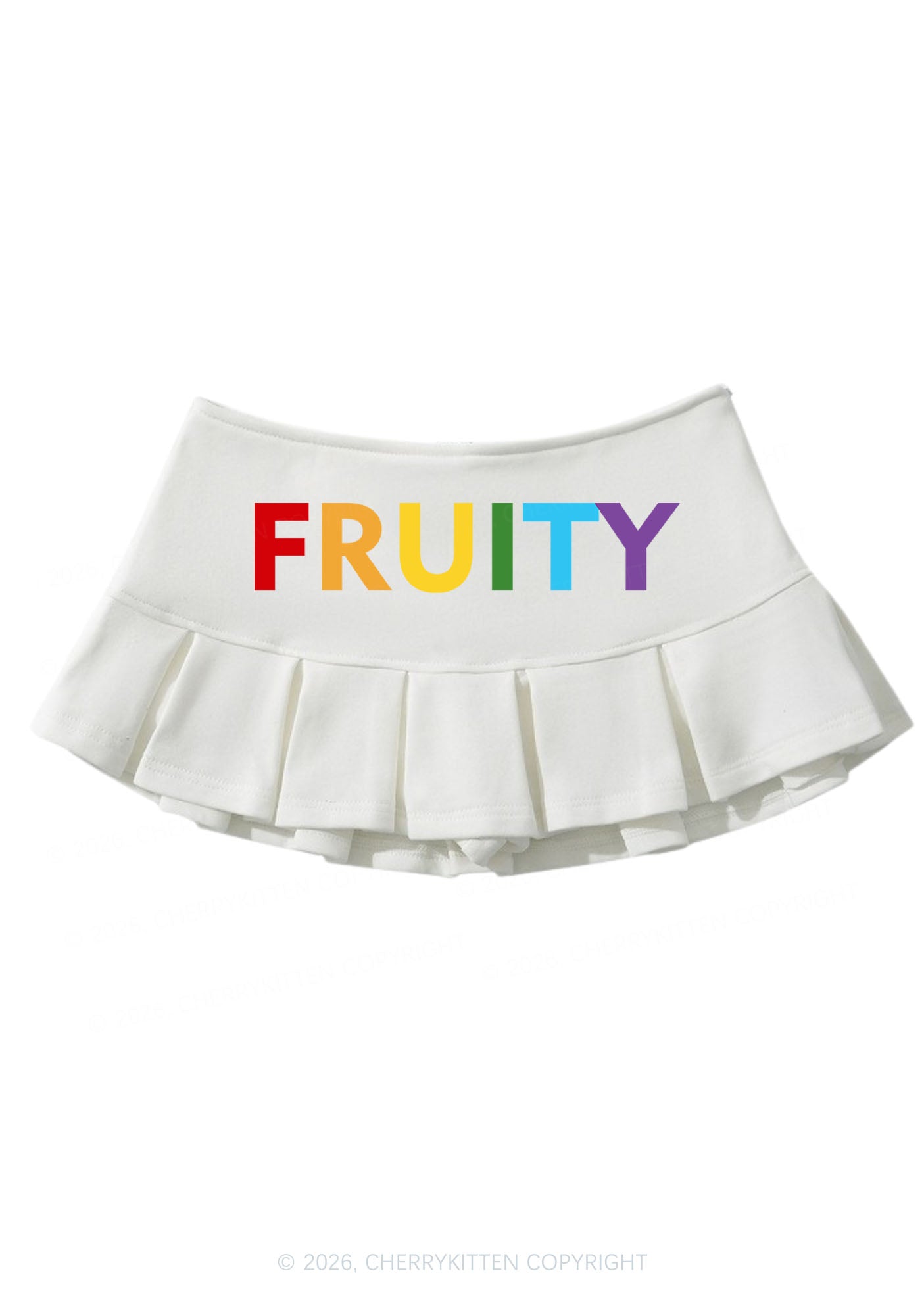 Rainbow Fruity Pride Y2K Mini Pleated Skirts Cherrykitten
