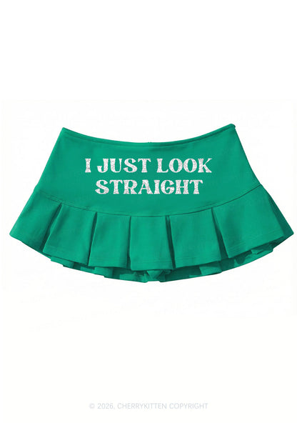 Glitter I Just Look Straight Pride Y2K Mini Pleated Skirts Cherrykitten