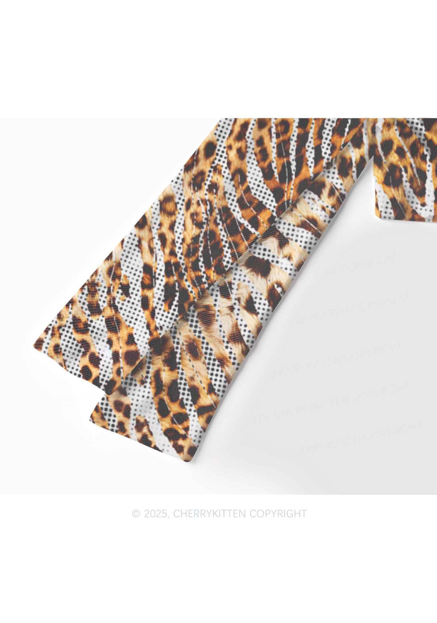 Wild Dots Y2K Mesh Long Sleeve Crop Top Cherrykitten