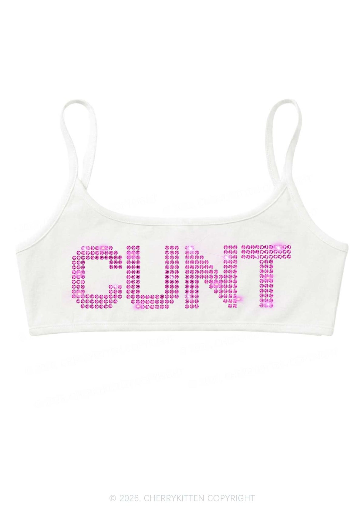 Rhinestone Pink Cxxt Y2K Super Crop Cami Cherrykitten