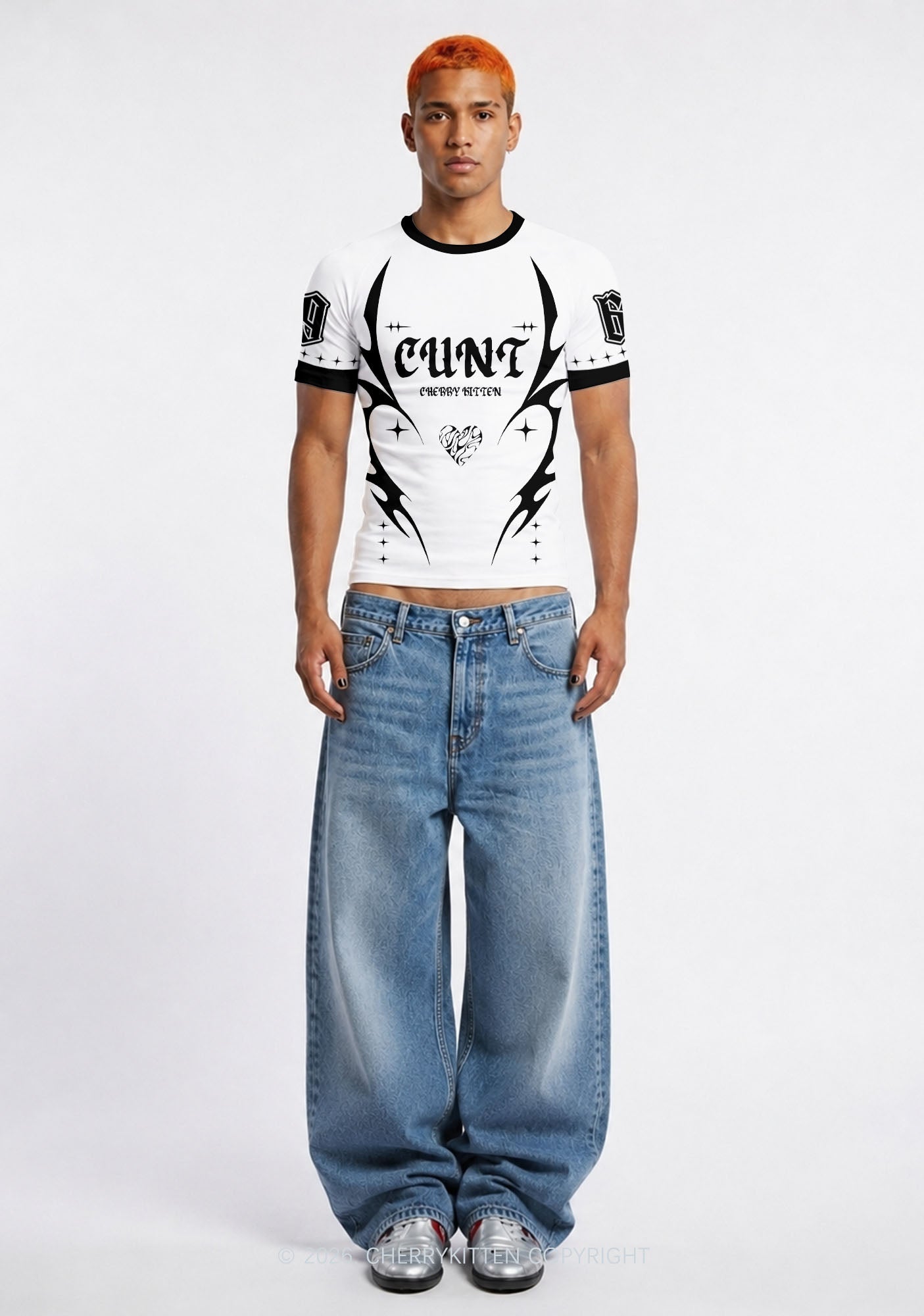 White Cxxt Y2K Football Jersey Shirts Cherrykitten