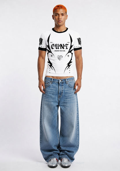 White Cxxt Y2K Football Jersey Shirts Cherrykitten