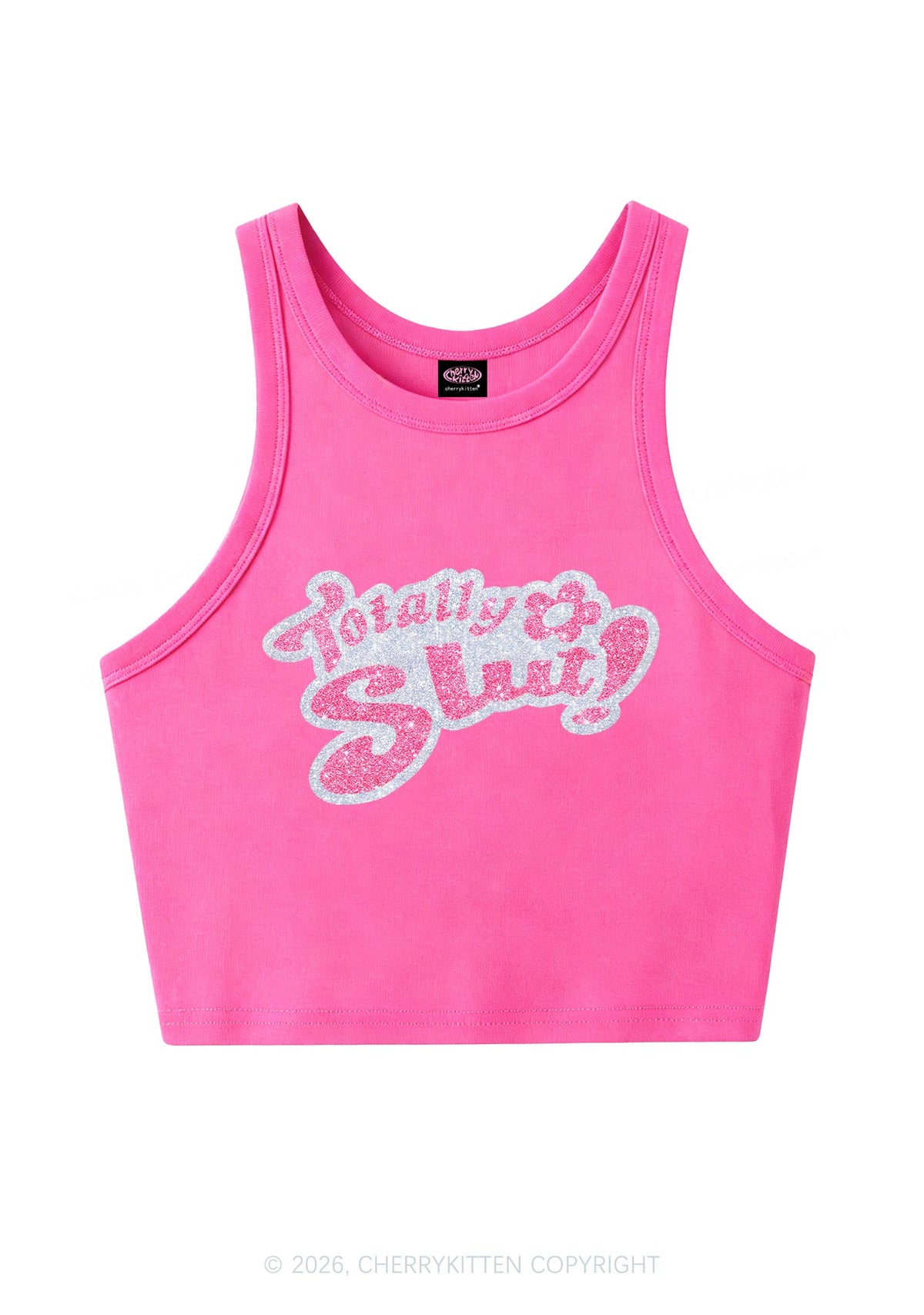Glitter Totally Slxt Y2K Crop Tank Top Cherrykitten