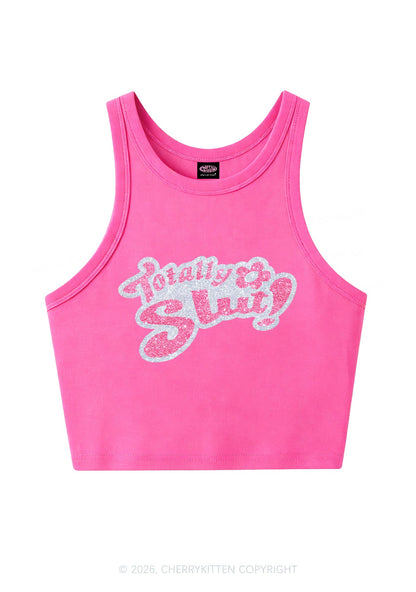 Glitter Totally Slxt Y2K Crop Tank Top Cherrykitten