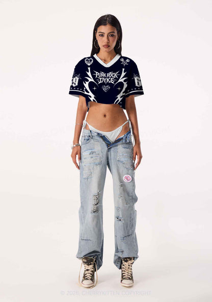 Punk Rock Dyke Pride Y2K Crop Sport Jersey Shirts Cherrykitten