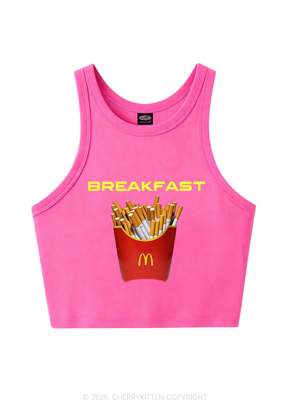 Breakfast Cigarette Y2K Crop Tank Top Cherrykitten