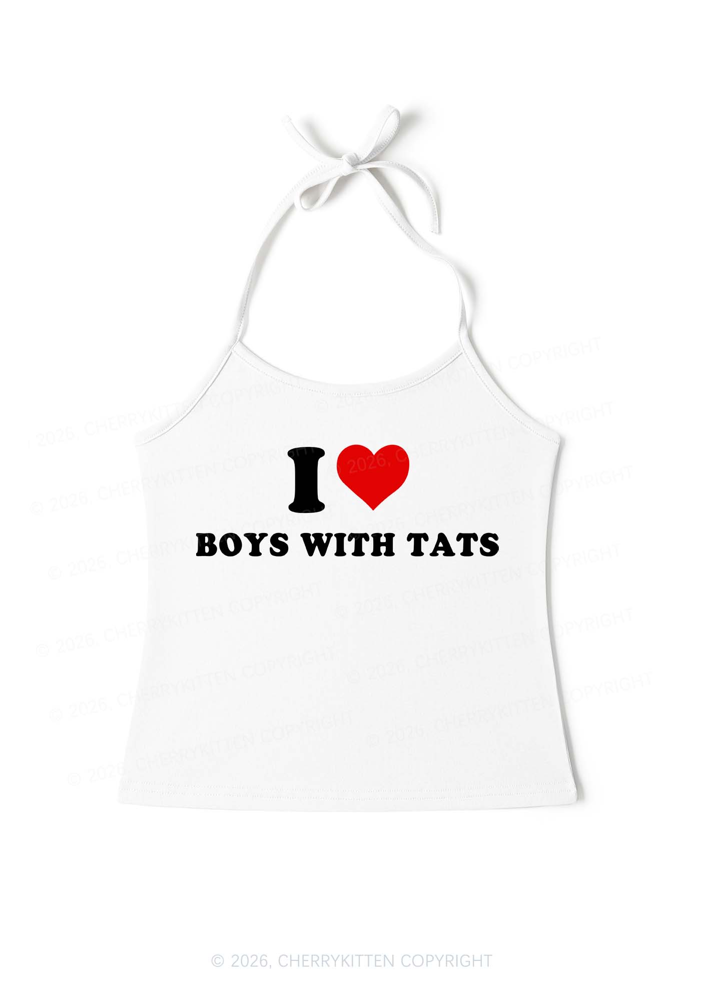 I Love Boys With Tats Y2K Halter Neck Cami Cherrykitten