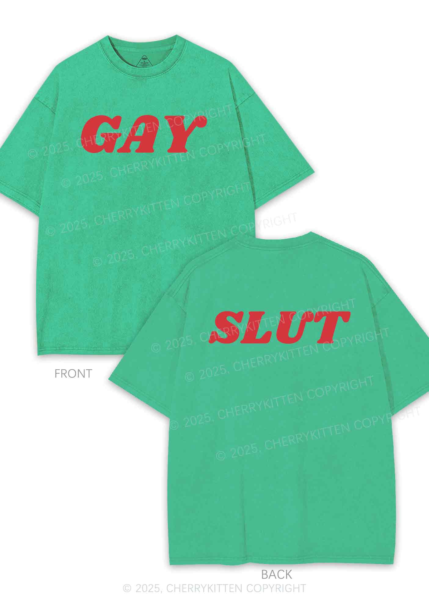 Gay Slxt Two Sides Pride Y2K Shirts Washed Tee Cherrykitten