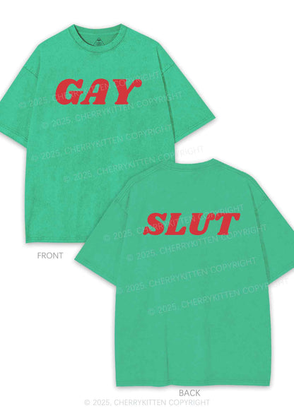 Gay Slxt Two Sides Pride Y2K Shirts Washed Tee Cherrykitten