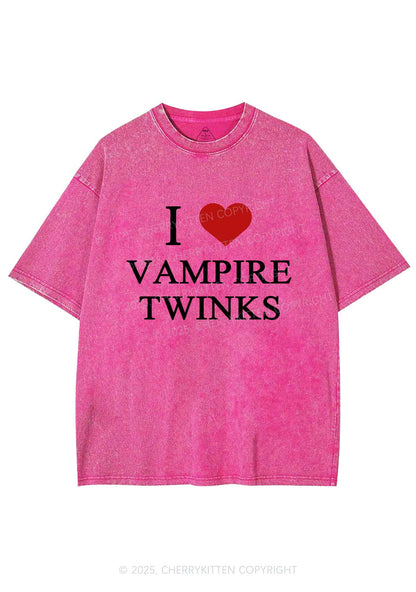 I Love Vampire Twinks Y2K Shirts Washed Tee Cherrykitten