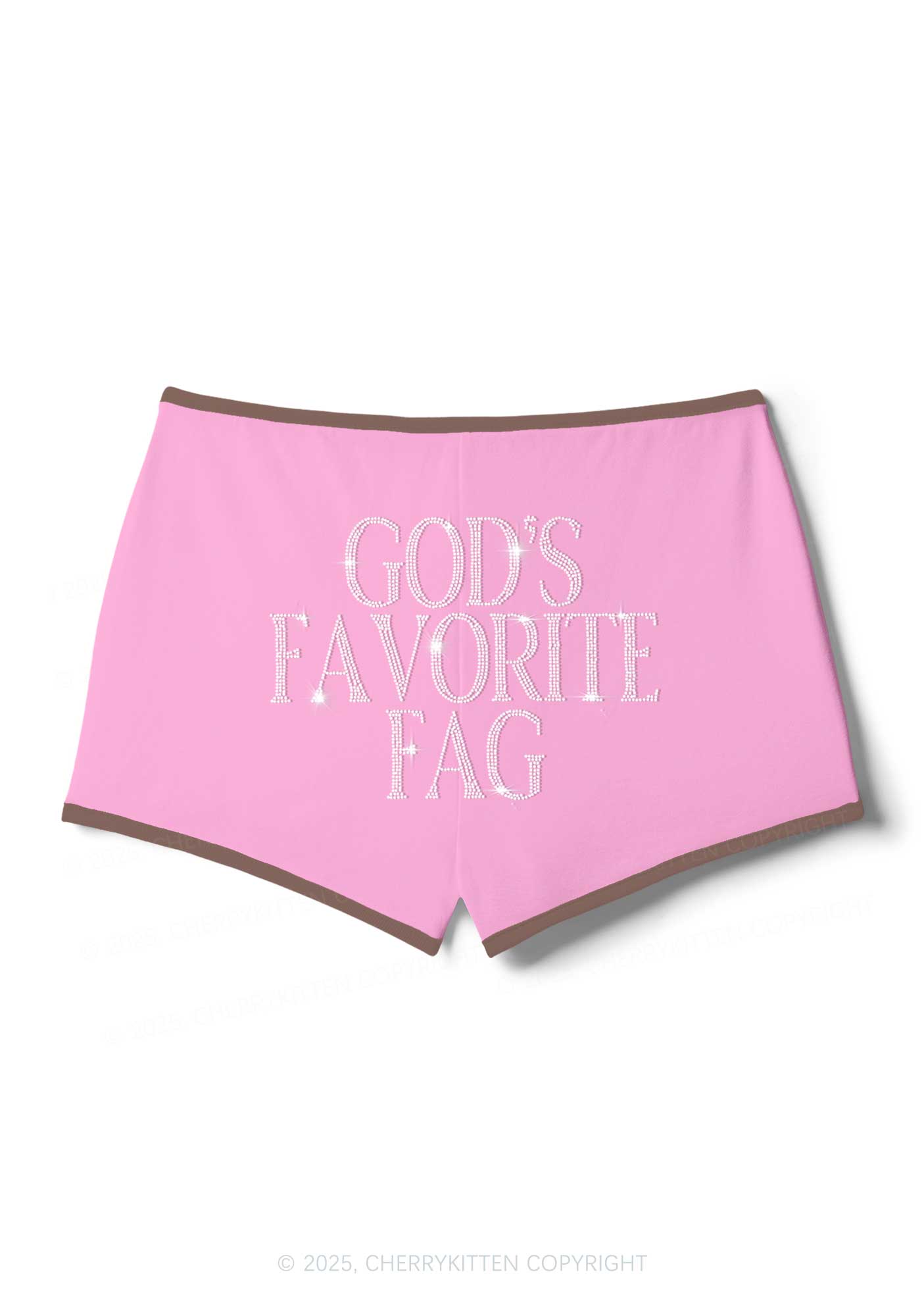 Rhinestone Gods Favorite Fag Pride Y2K Booty Shorts Cherrykitten