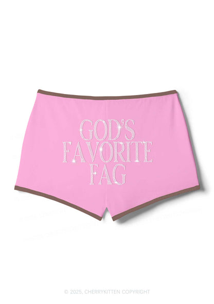 Rhinestone Gods Favorite Fag Pride Y2K Booty Shorts Cherrykitten