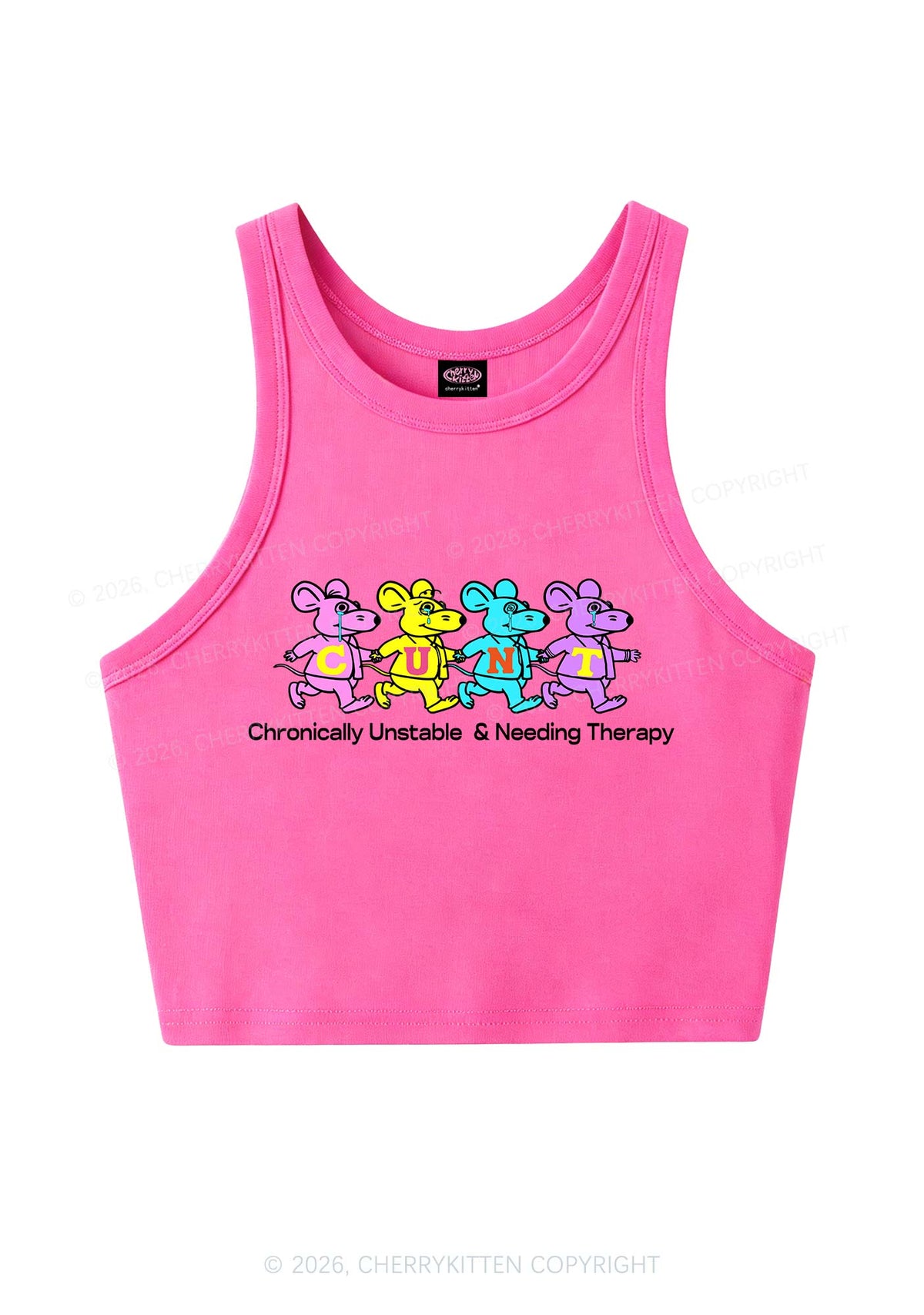 Chronically Unstable Needing Therapy Y2K Crop Tank Top Cherrykitten