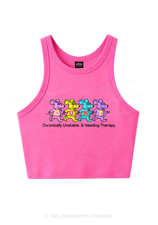 Chronically Unstable Needing Therapy Y2K Crop Tank Top Cherrykitten