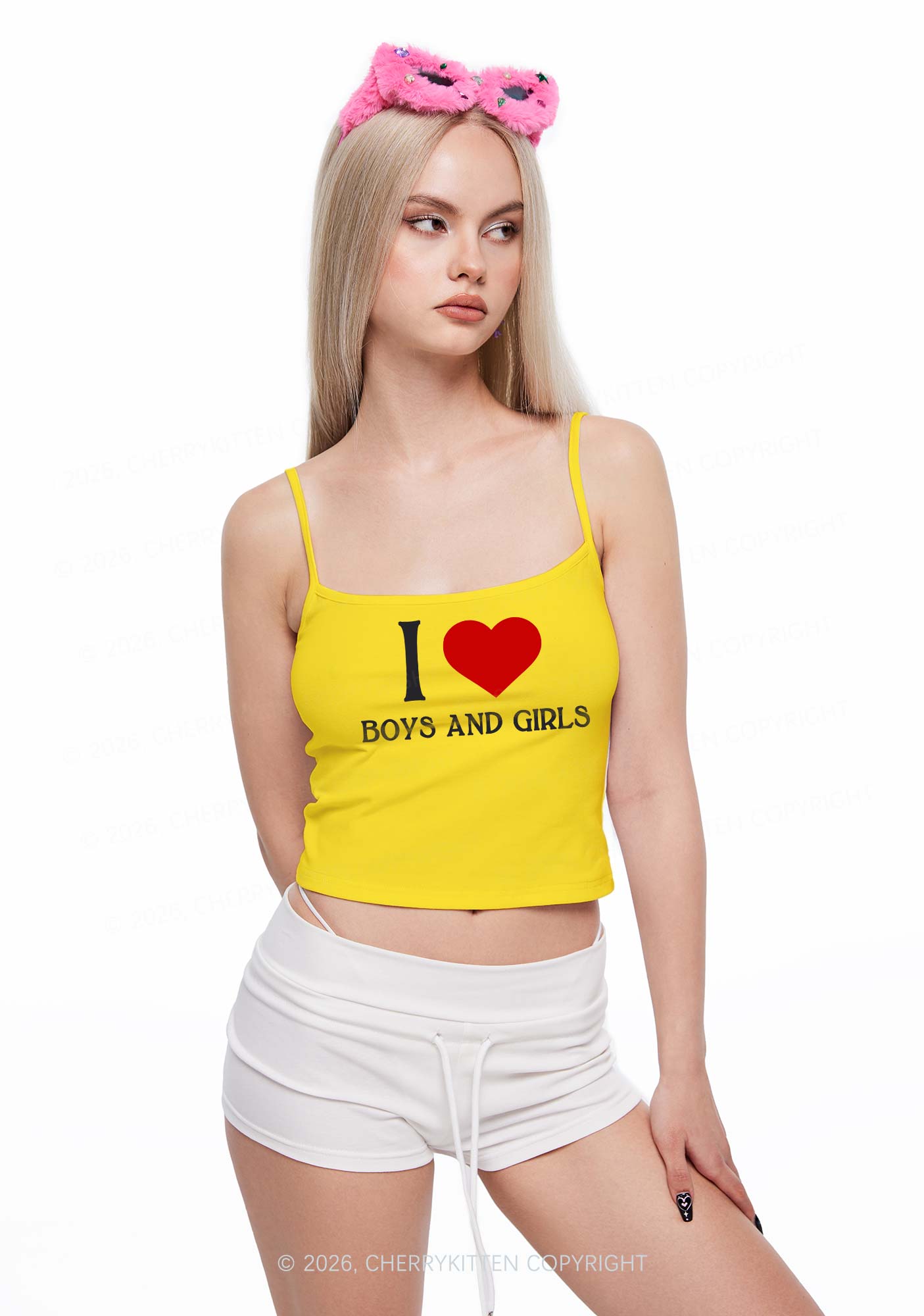 I Love Boys And Girls Pride Y2K Spaghetti Strap Cami Cherrykitten