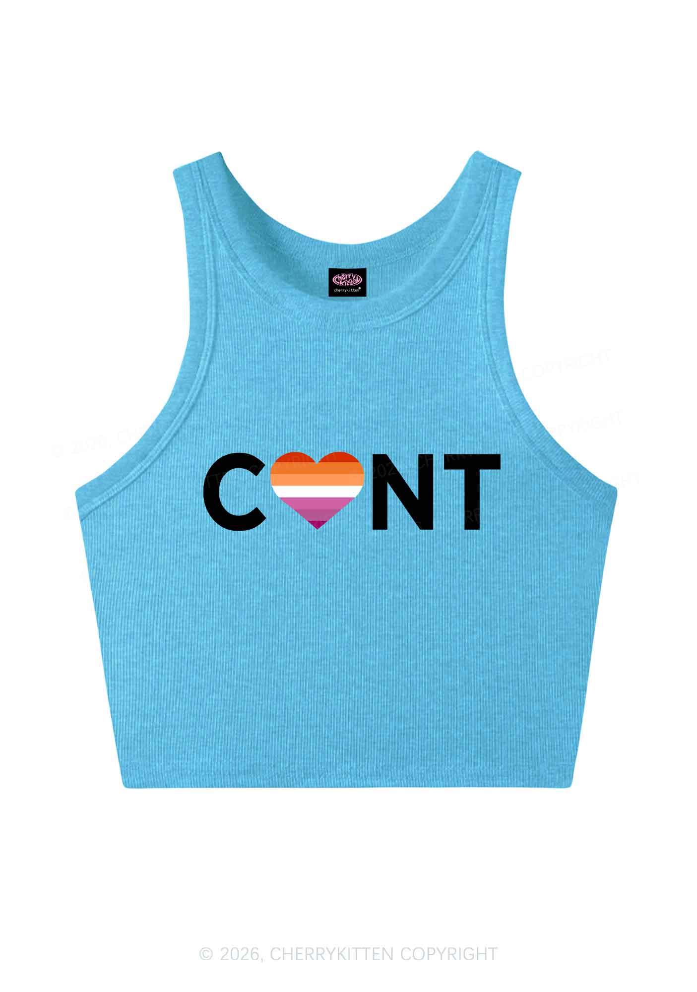 Lesbian Heart Cxxt Pride Y2K Crop Tank Top Cherrykitten