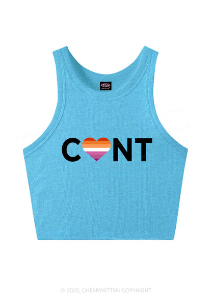Lesbian Heart Cxxt Pride Y2K Crop Tank Top Cherrykitten