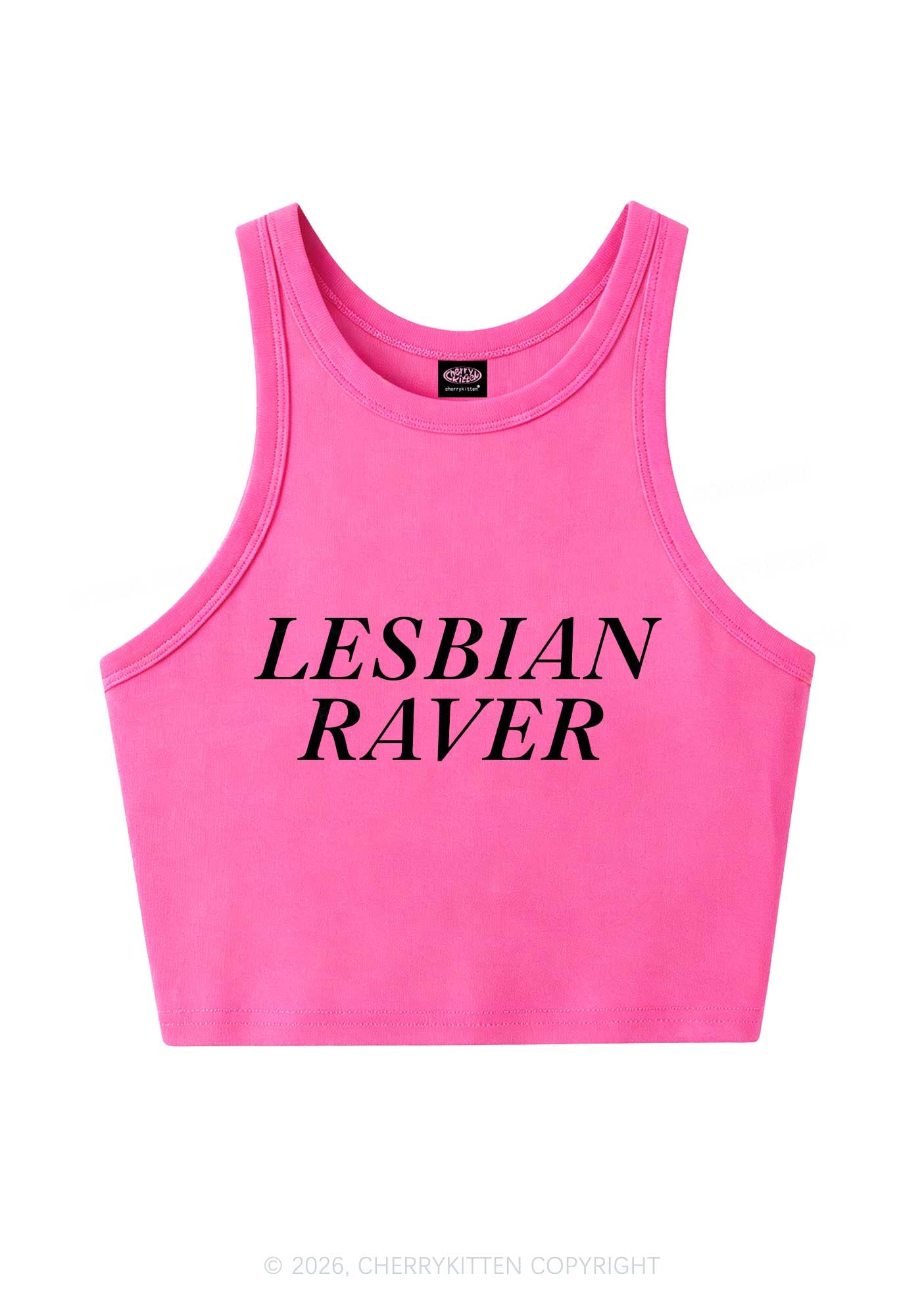 Lesbian Raver Pride Y2K Crop Tank Top Cherrykitten