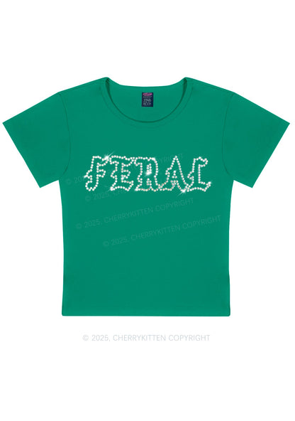 Rhinestone Feral Y2K Baby Tee Cherrykitten