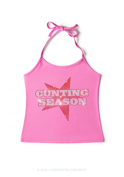 Rhinestone Cxxting Season Y2K Halter Neck Cami Cherrykitten