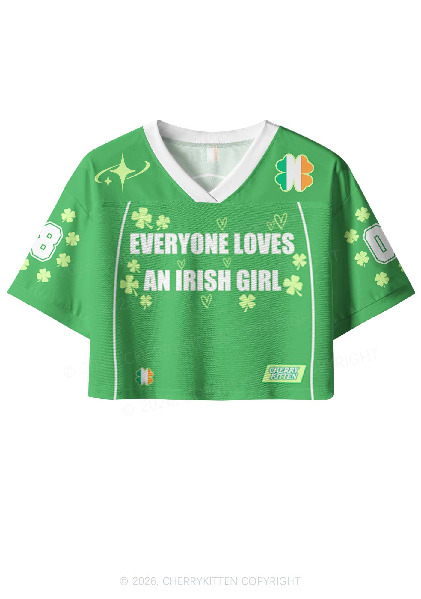 Custom Everyone Loves Irish Girl St Patricks Y2K Crop Sport Jersey Shirts Cherrykitten
