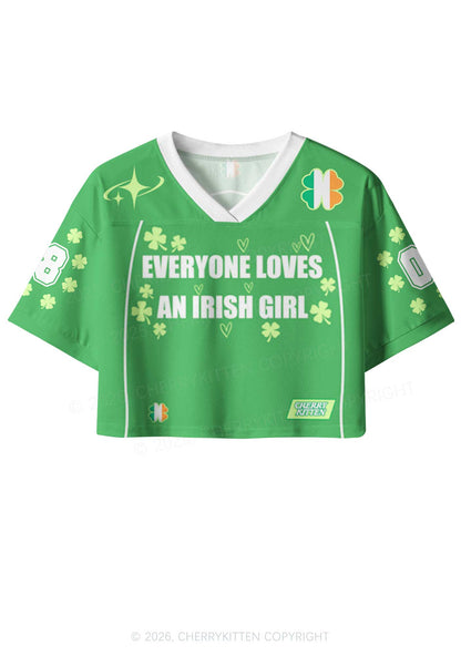 Custom Everyone Loves Irish Girl St Patricks Y2K Crop Sport Jersey Shirts Cherrykitten
