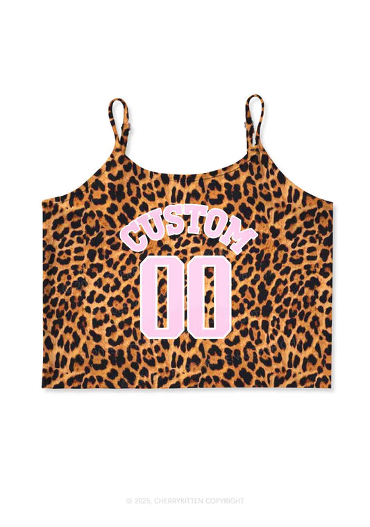Leopard Custom Text Y2K Print Cami Crop Top Cherrykitten