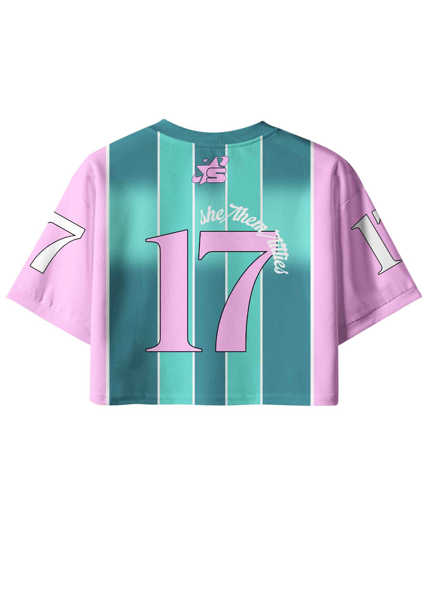 Green Stripes She Them Txtties Pride Y2K Crop Sport Jersey Shirts Cherrykitten