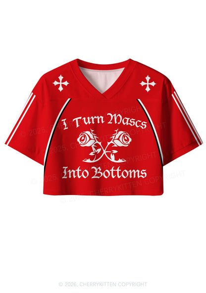 I Turn Mascs Into Bottoms Pride Y2K Crop Sport Jersey Shirts Cherrykitten