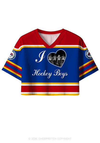 I Love Four Hockey Boys JL Y2K Crop Sport Jersey Shirts Cherrykitten