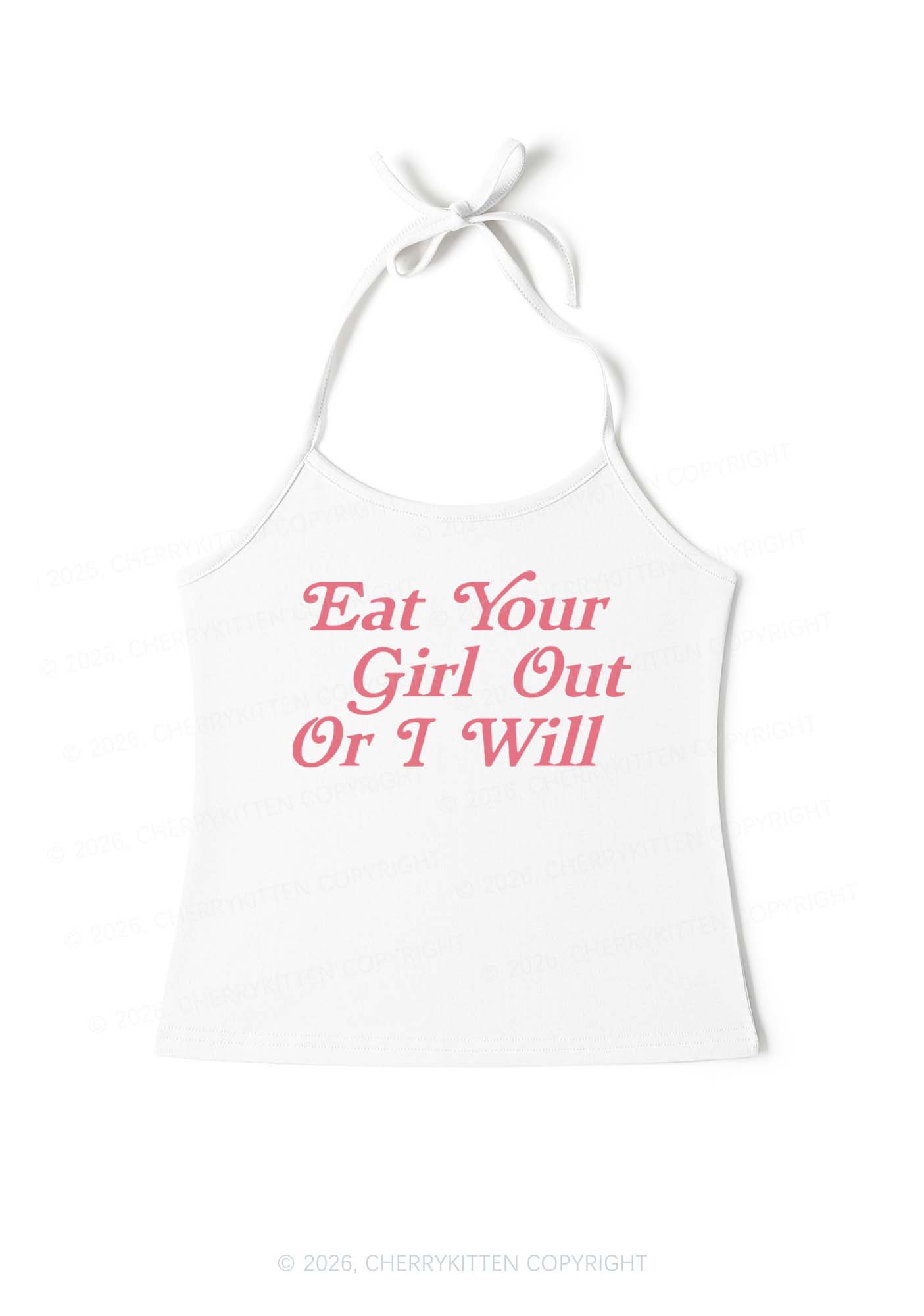 Eat Your Girl Out Y2K Halter Neck Cami Cherrykitten