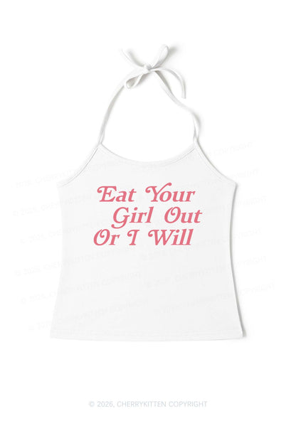 Eat Your Girl Out Y2K Halter Neck Cami Cherrykitten