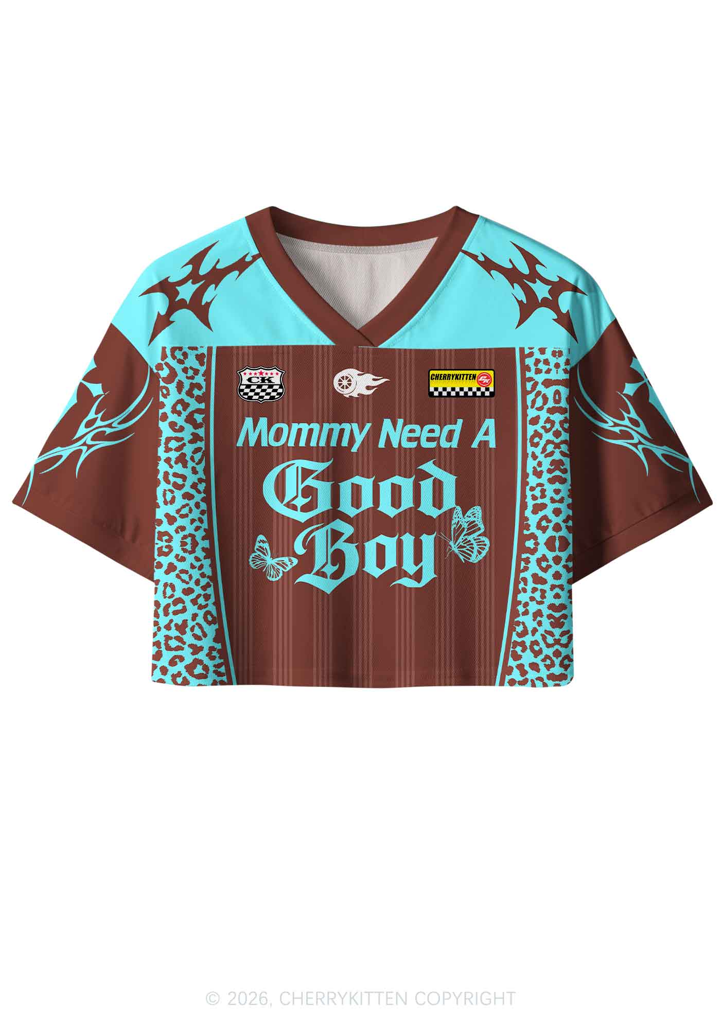 Mommy Needs A Good Boy Y2K Crop Sport Jersey Shirts Cherrykitten