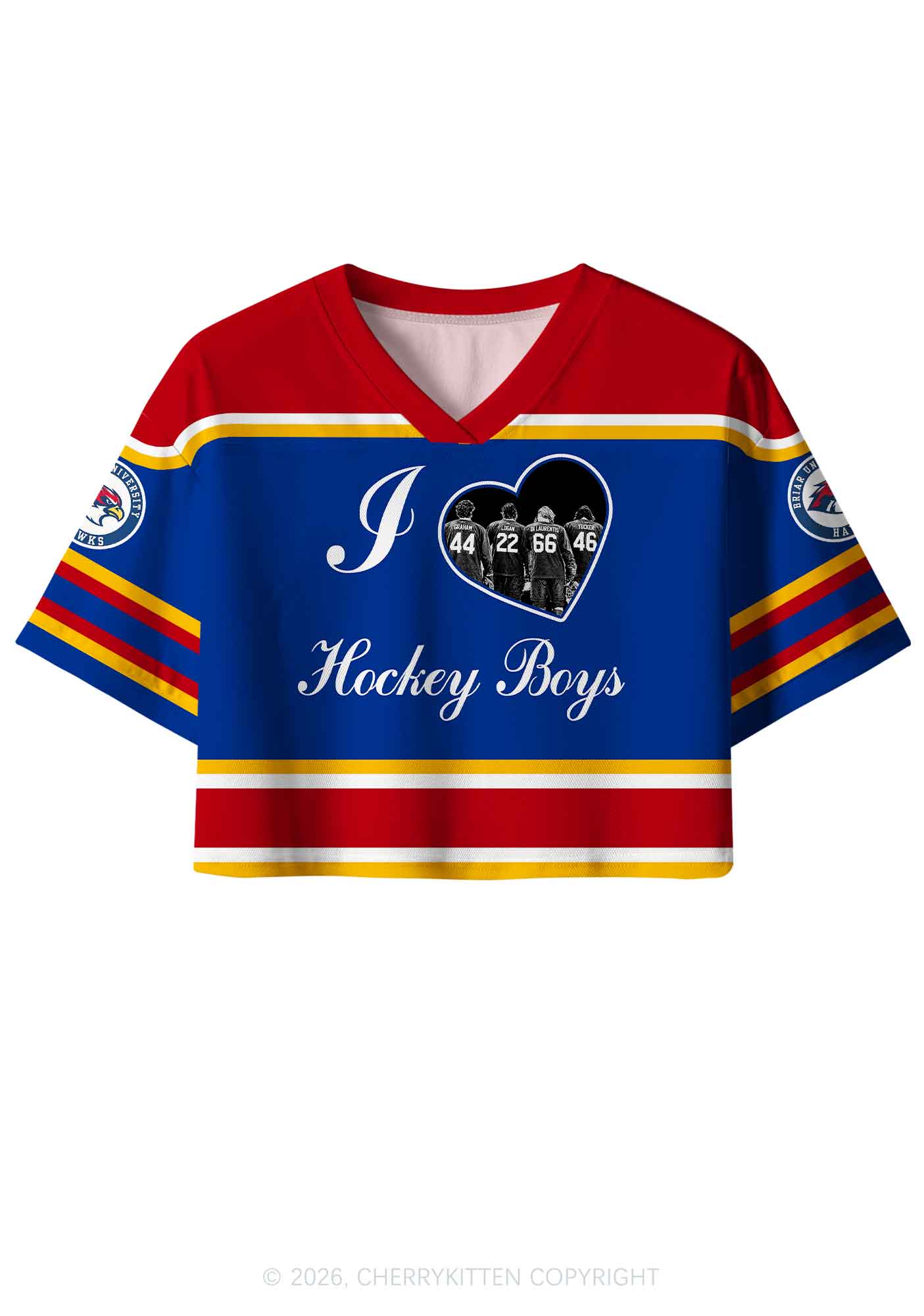 I Love Four Hockey Boys DL Y2K Crop Sport Jersey Shirts Cherrykitten