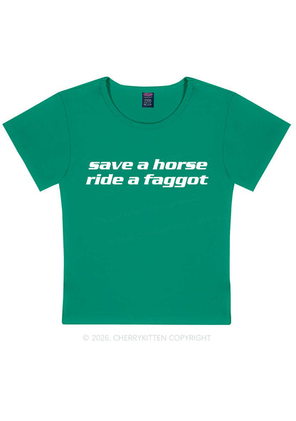 Save Horse Ride Faggot Pride Y2K Baby Tee Cherrykitten